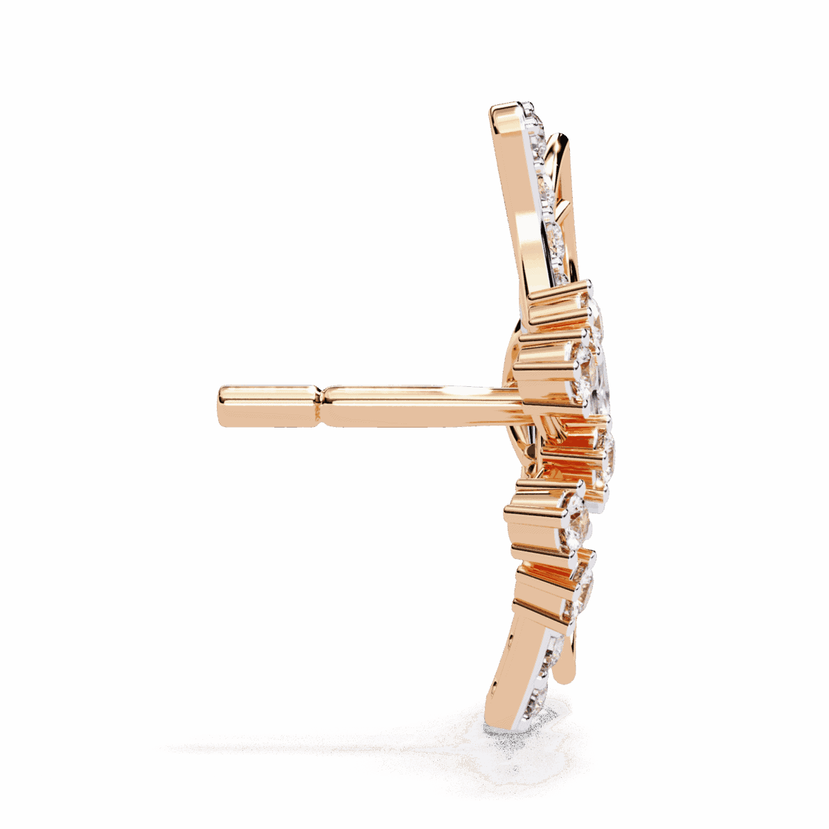 0.4 Carat Marquise and Round Diamond Cluster Stud Earrings  Image 9