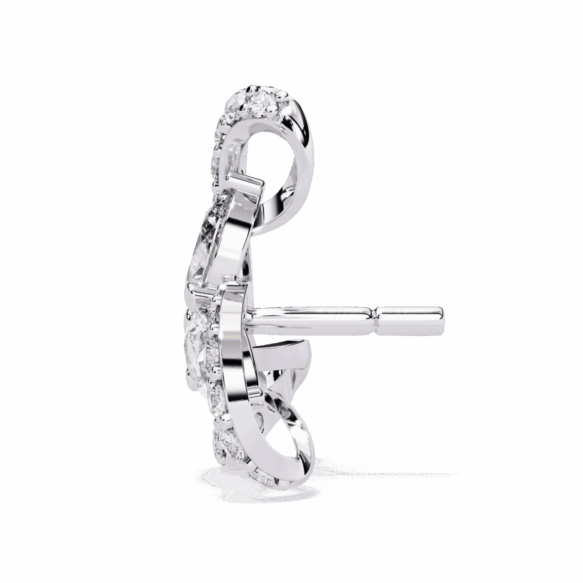 1.5 Carat Pear and Round Diamond Stud Earrings  Image 2