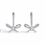 1.25 Carat Ribbon Emerald & Round Diamond Dangle Earrings