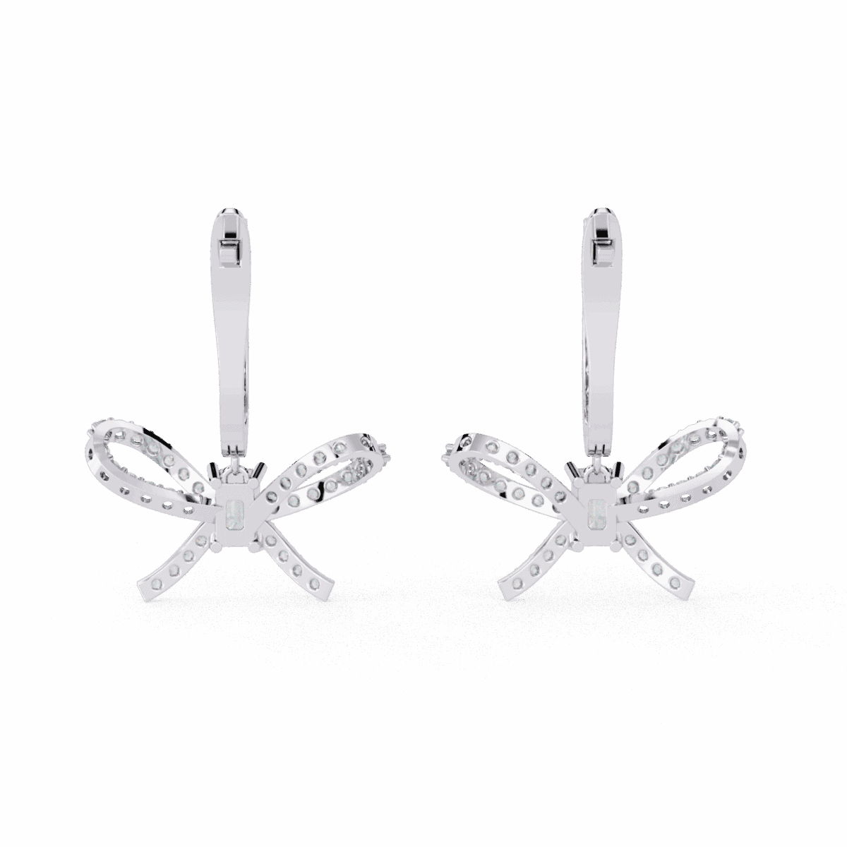 1.25 Carat Ribbon Emerald & Round Diamond Dangle Earrings  Image 3