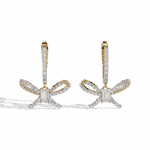 1.25 Carat Ribbon Emerald & Round Diamond Dangle Earrings - Image 5