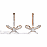 1.25 Carat Ribbon Emerald & Round Diamond Dangle Earrings - Image 9