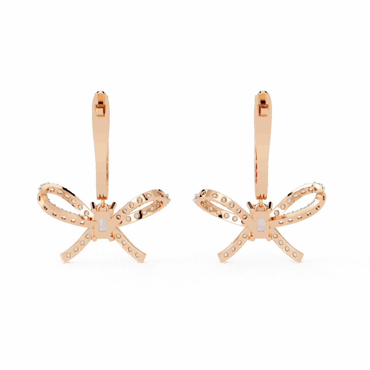 1.25 Carat Ribbon Emerald & Round Diamond Dangle Earrings  Image 11