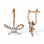 1.25 Carat Ribbon Emerald & Round Diamond Dangle Earrings - Image 12