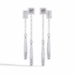 0.7 Carat Geometric Princess & Baguette Diamond Dangle Earrings