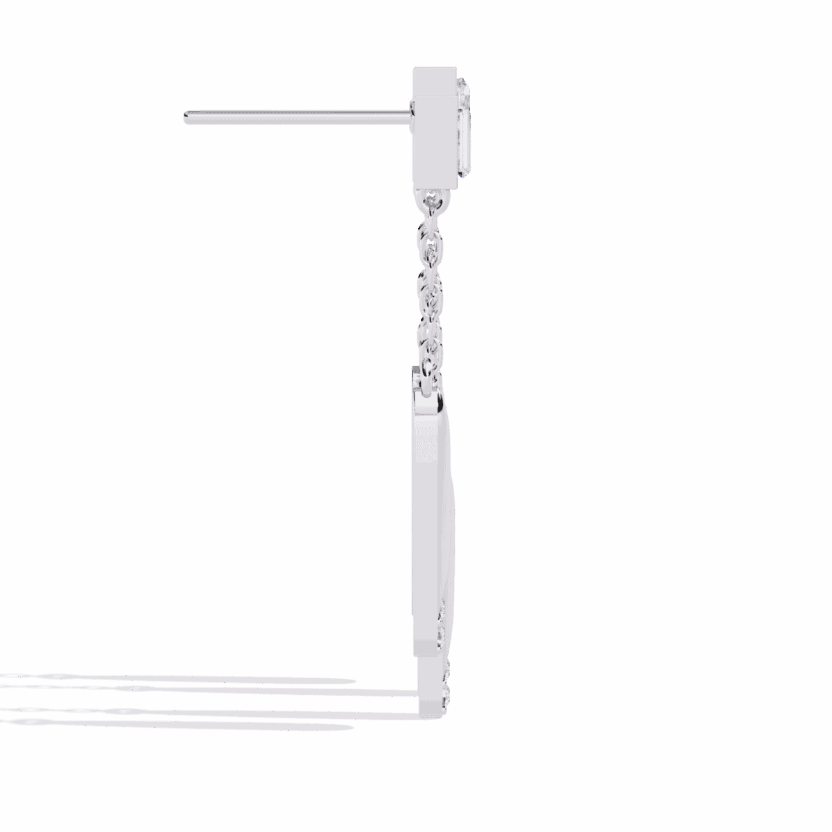 0.7 Carat Geometric Princess & Baguette Diamond Dangle Earrings  Image 2