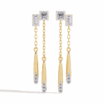 0.7 Carat Geometric Princess & Baguette Diamond Dangle Earrings - Image 5