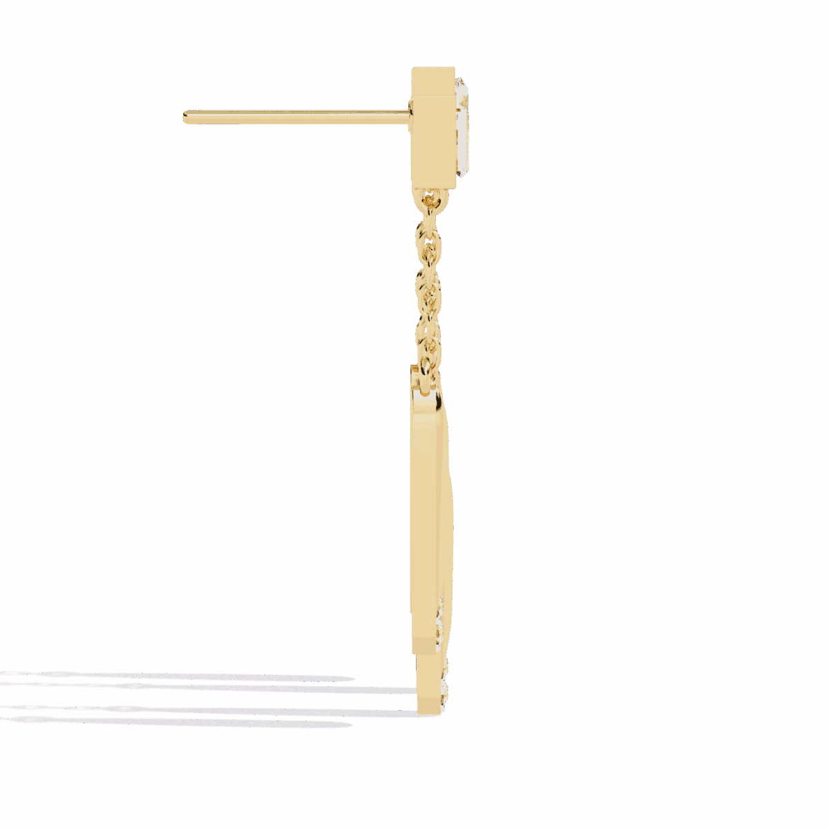 0.7 Carat Geometric Princess & Baguette Diamond Dangle Earrings  Image 6