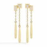 0.7 Carat Geometric Princess & Baguette Diamond Dangle Earrings - Image 7