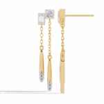 0.7 Carat Geometric Princess & Baguette Diamond Dangle Earrings - Image 8