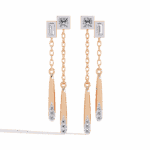 0.7 Carat Geometric Princess & Baguette Diamond Dangle Earrings - Image 9