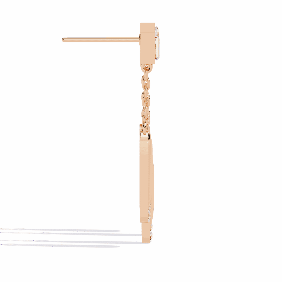 0.7 Carat Geometric Princess & Baguette Diamond Dangle Earrings  Image 10