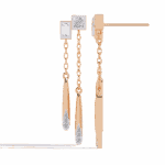 0.7 Carat Geometric Princess & Baguette Diamond Dangle Earrings - Image 12