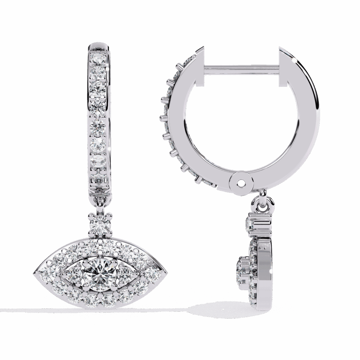 0.5 Carat Marquise Halo Diamond Drop Earrings  Image 4