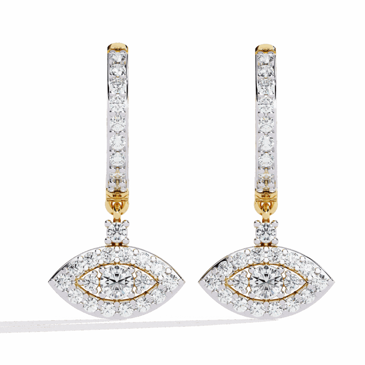 0.5 Carat Marquise Halo Diamond Drop Earrings  Image 5