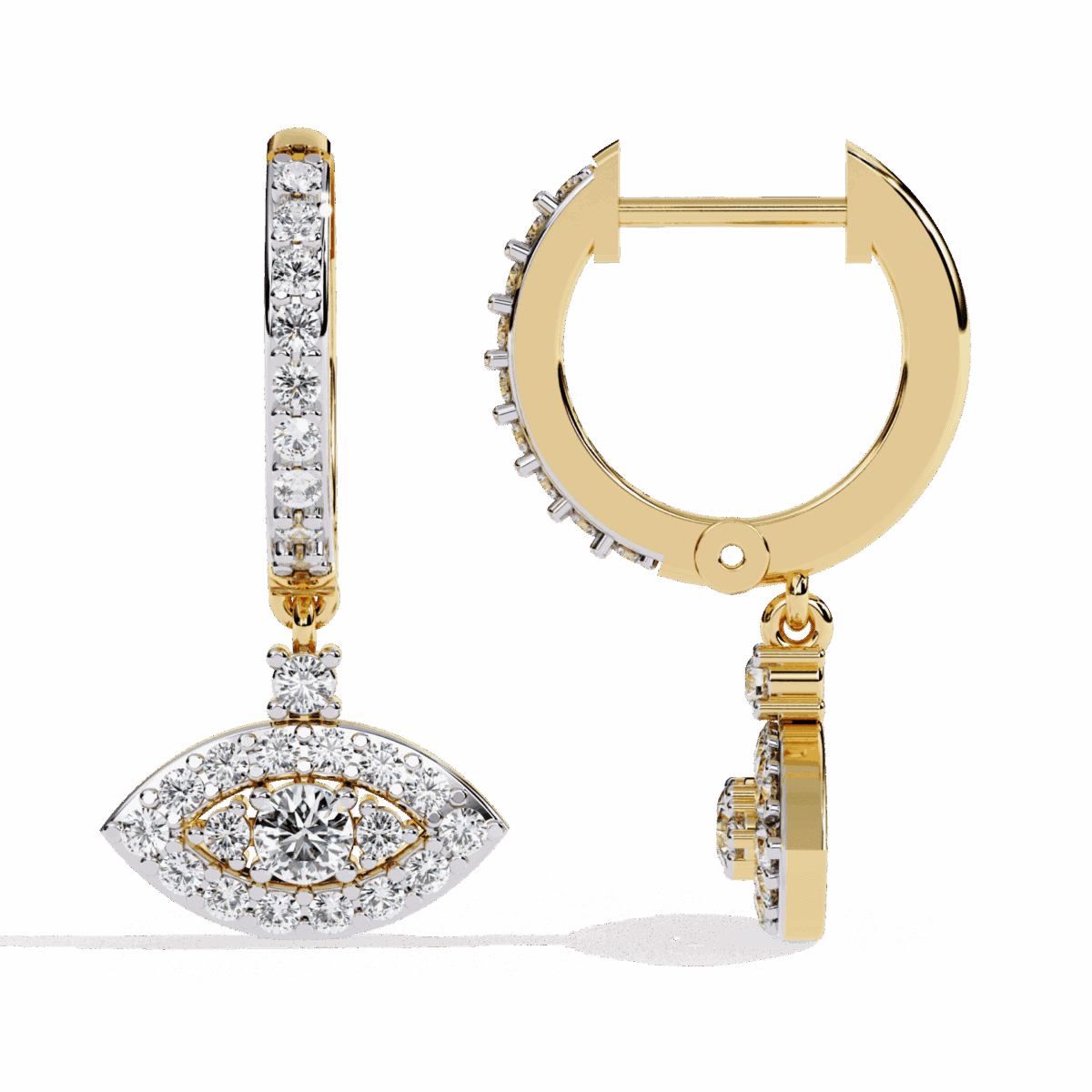 0.5 Carat Marquise Halo Diamond Drop Earrings  Image 8