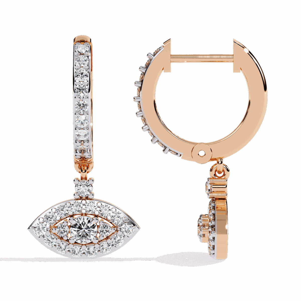 0.5 Carat Marquise Halo Diamond Drop Earrings  Image 12