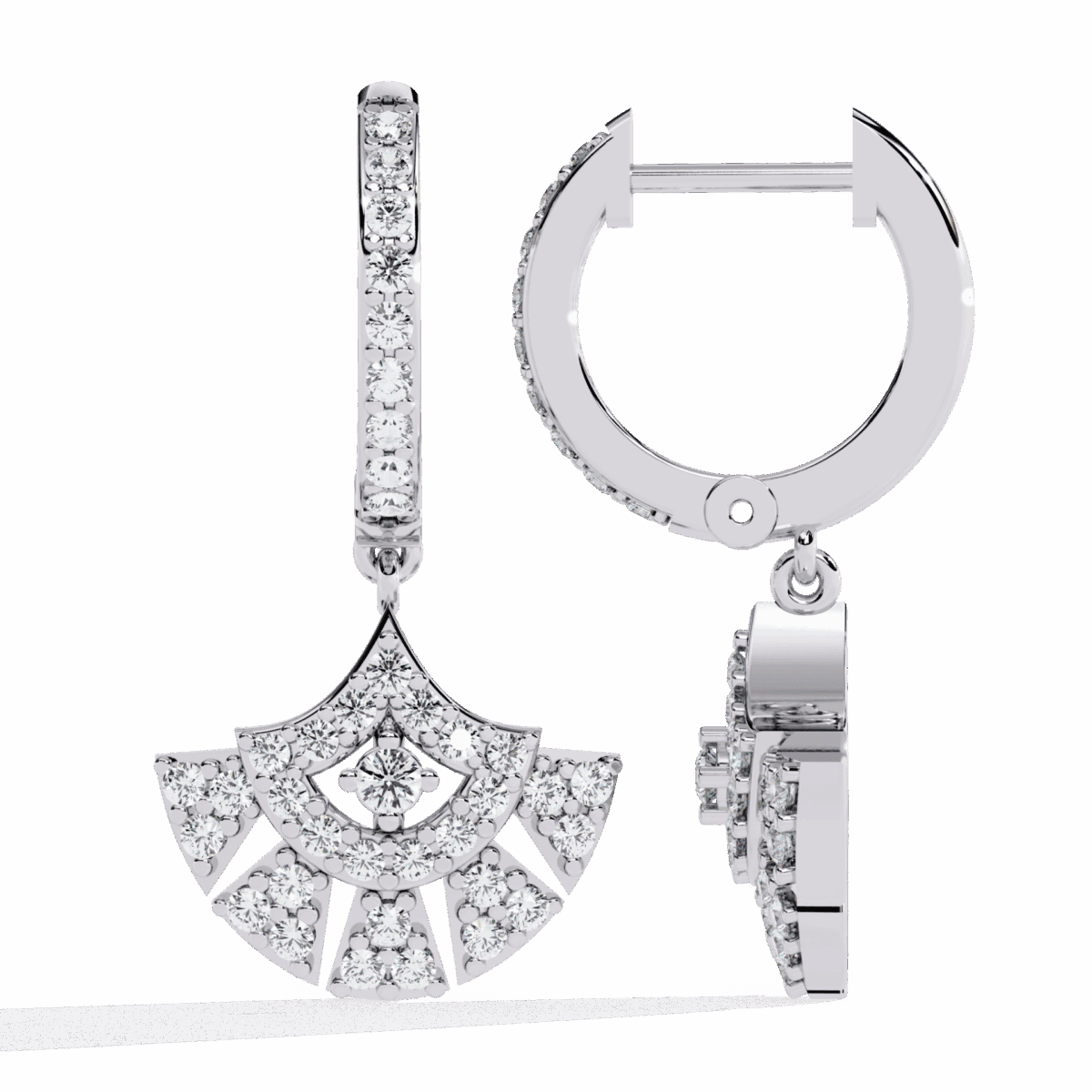 0.5 Carat Radiant Fan Diamond Dangle Earrings  Image 4