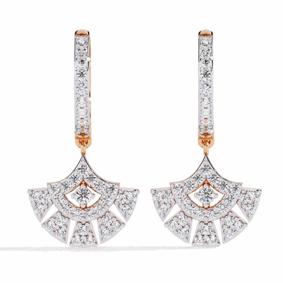 0.5 Carat Radiant Fan Diamond Dangle Earrings  Image 9