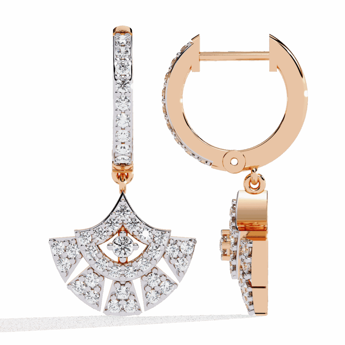 0.5 Carat Radiant Fan Diamond Dangle Earrings  Image 12