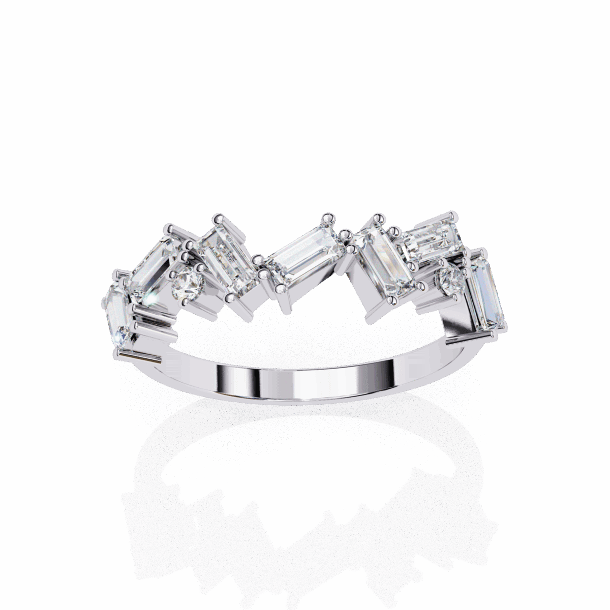0.75 Carat Baguette and Round Cut Twilight Diamond Band  Image 2