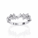 0.75 Carat Baguette and Round Cut Twilight Diamond Band - Image 2