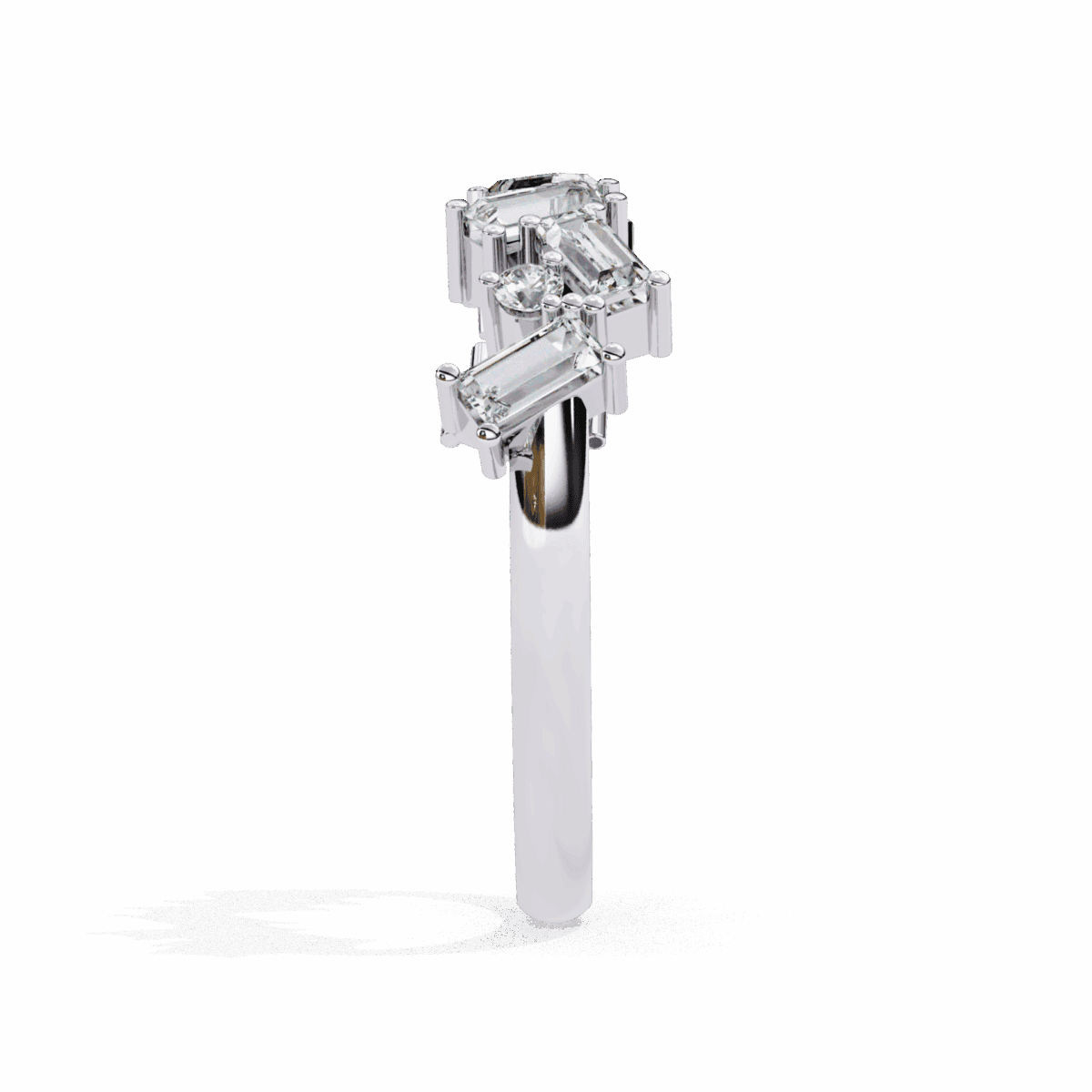 0.75 Carat Baguette and Round Cut Twilight Diamond Band  Image 4