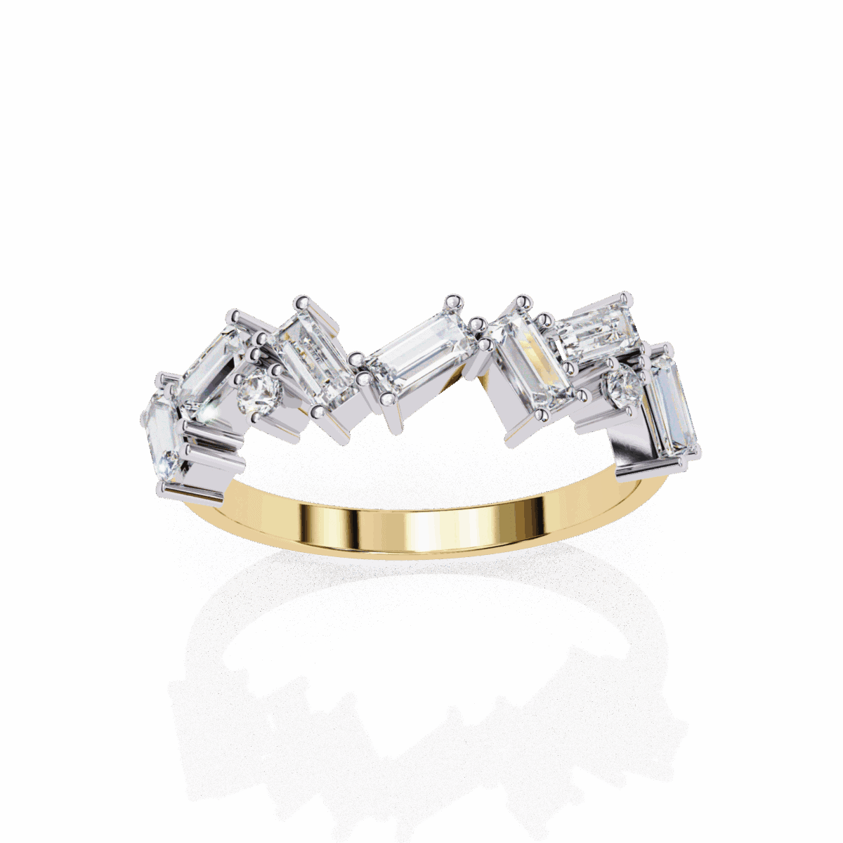 0.75 Carat Baguette and Round Cut Twilight Diamond Band  Image 6