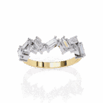 0.75 Carat Baguette and Round Cut Twilight Diamond Band - Image 6
