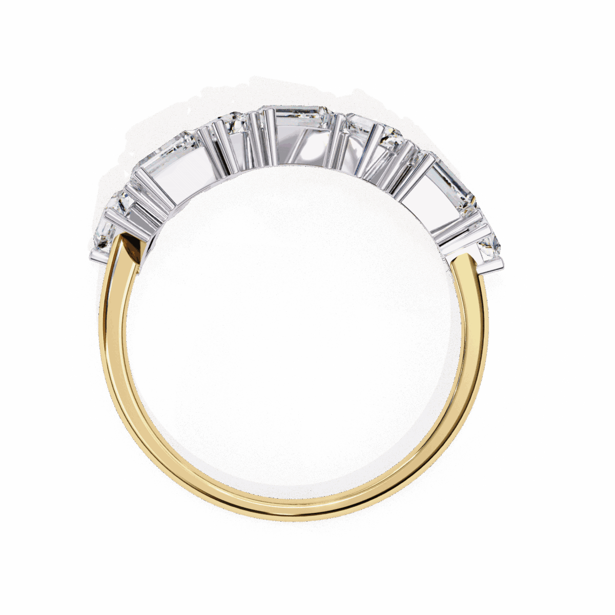0.75 Carat Baguette and Round Cut Twilight Diamond Band  Image 8