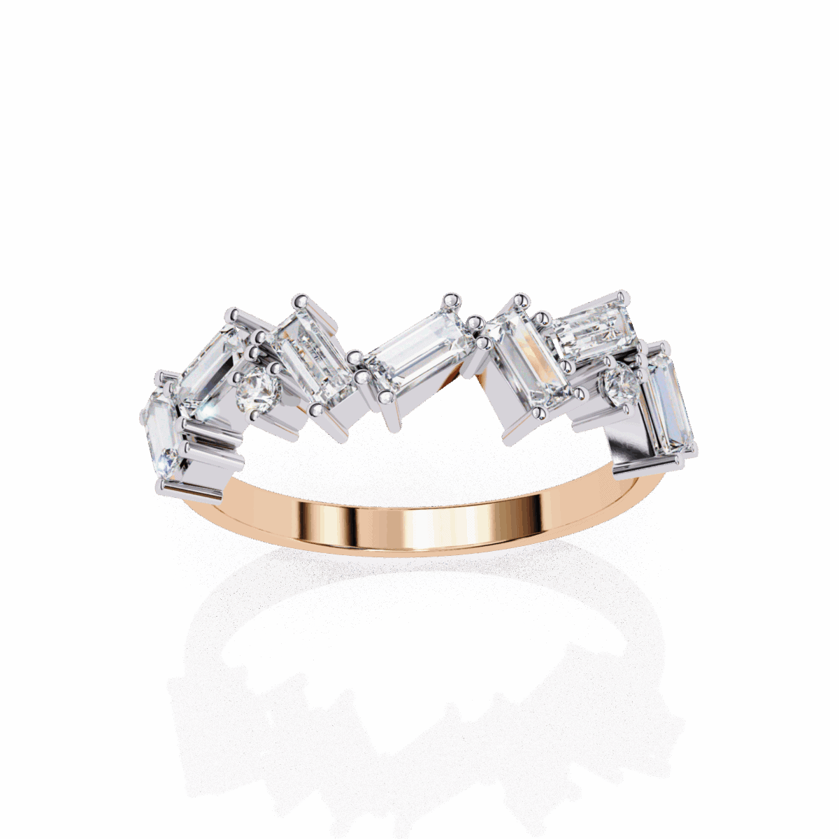 0.75 Carat Baguette and Round Cut Twilight Diamond Band  Image 10