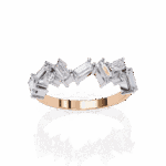 0.75 Carat Baguette and Round Cut Twilight Diamond Band - Image 10
