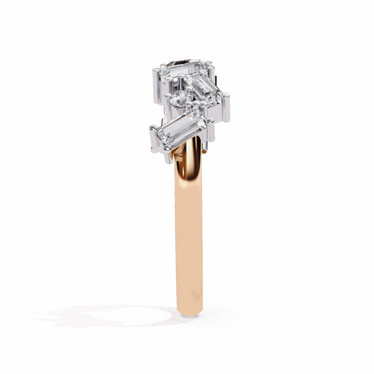 0.75 Carat Baguette and Round Cut Twilight Diamond Band  Image 11