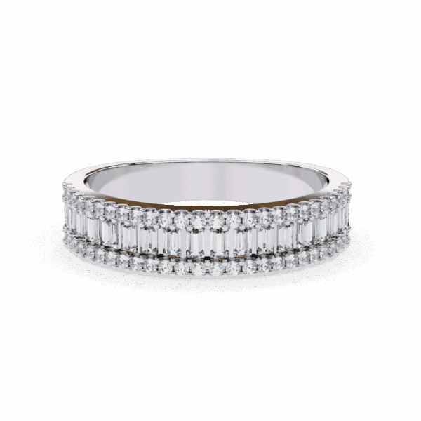 0.5 Carat Baguette and Round Cut Eternity Engagement Ring