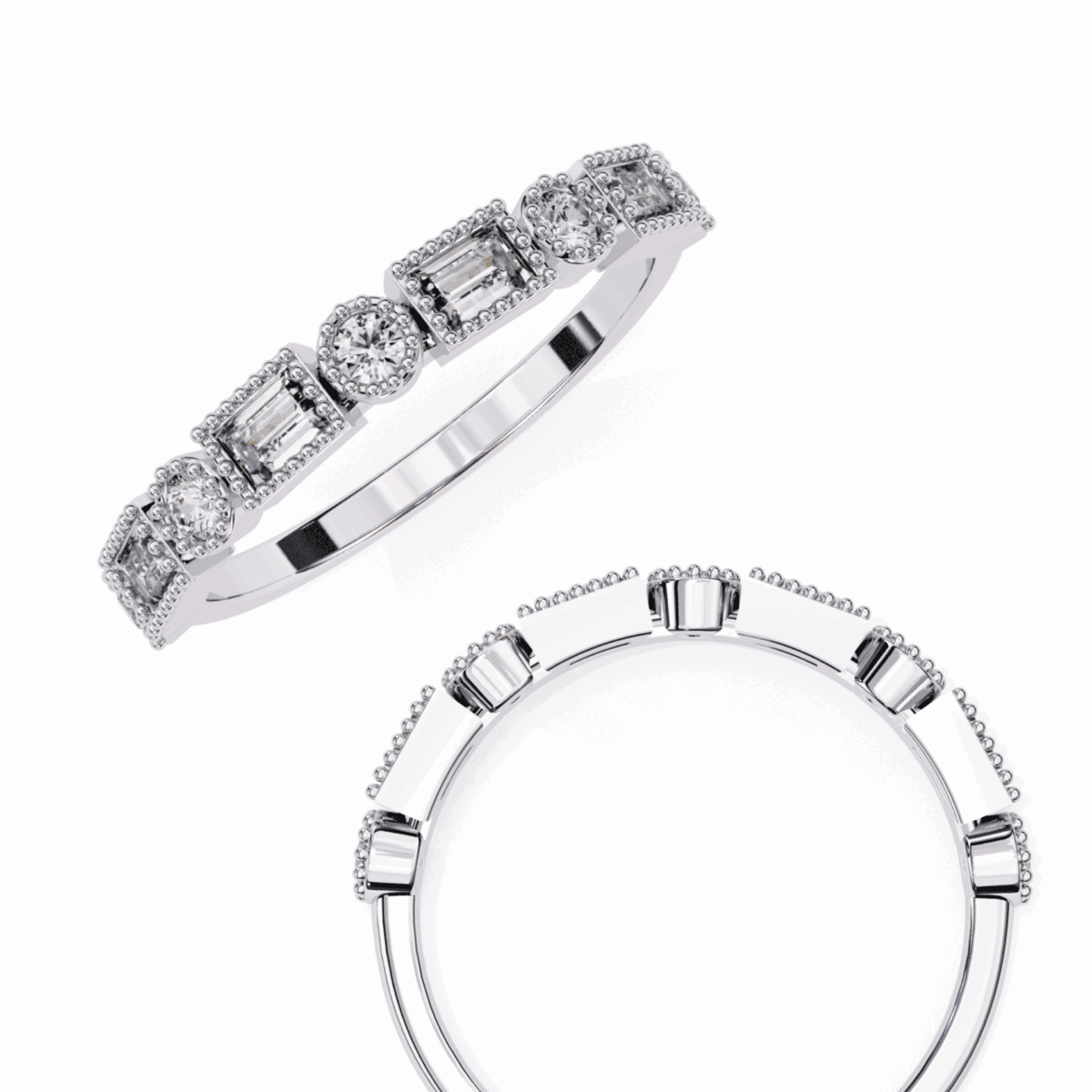 0.35 Carat Baguette and Round Cut Eternity Diamond Band  Image 2