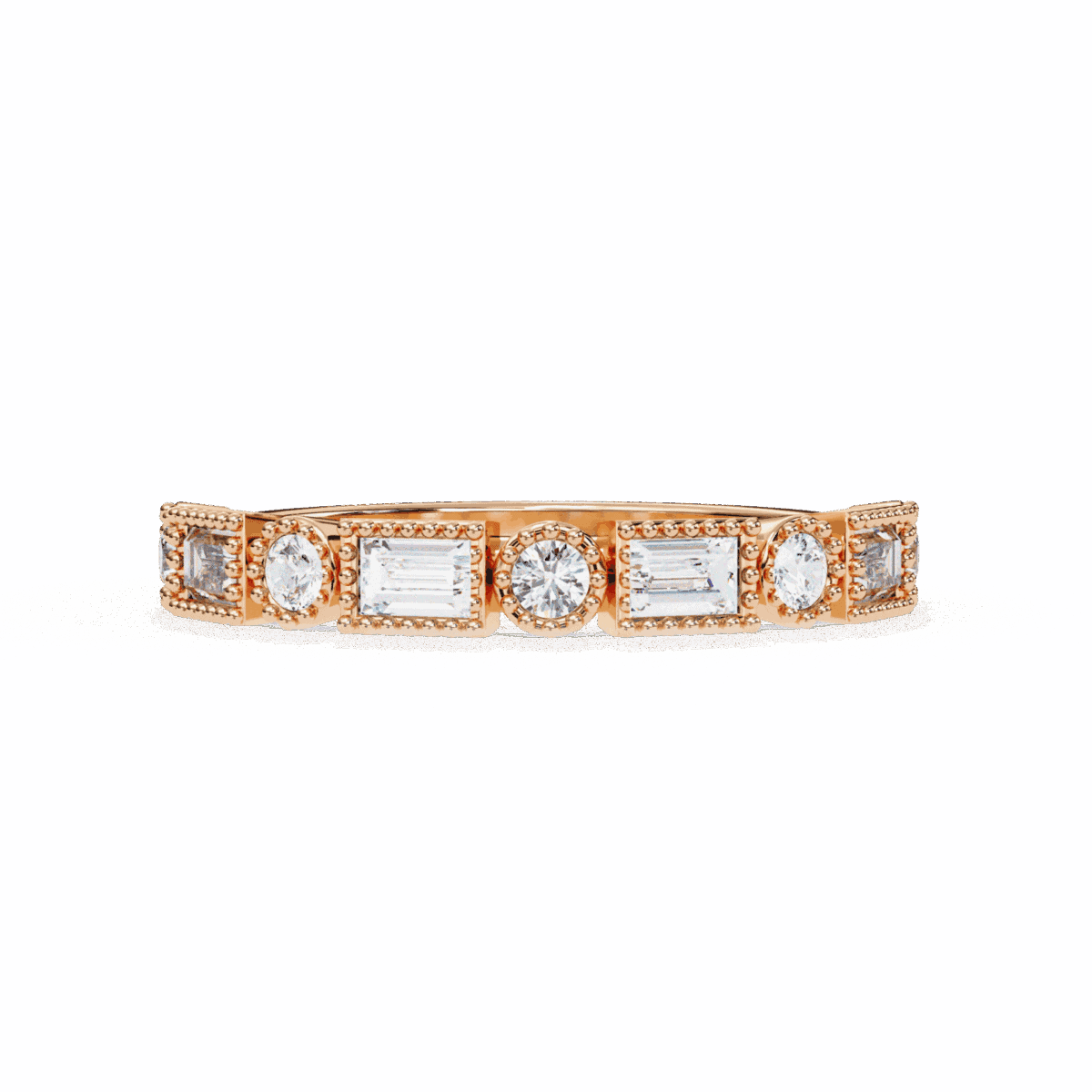 0.35 Carat Baguette and Round Cut Eternity Diamond Band  Image 12