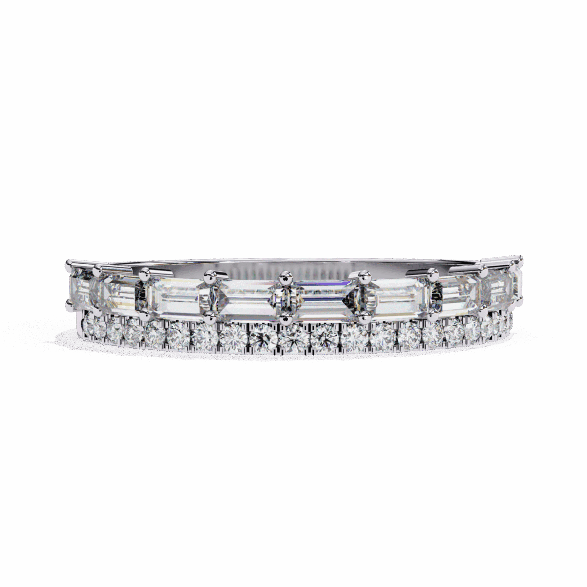 0.75 Carat Baguette and Round Cut Eternity Diamond Ring  Image 1