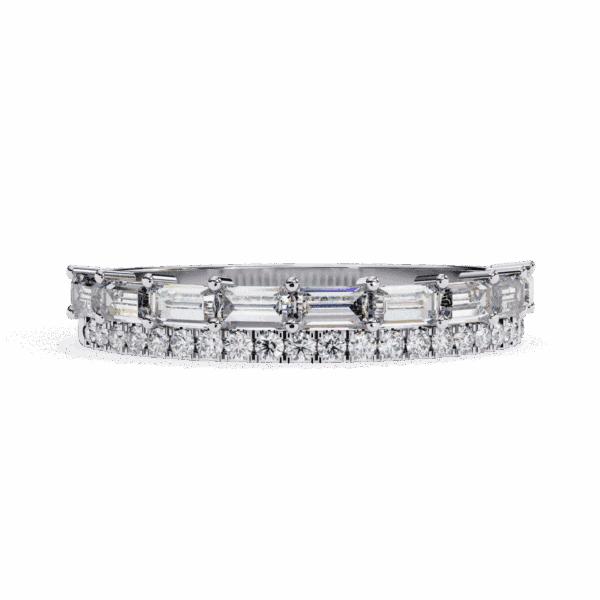 0.75 Carat Baguette and Round Cut Eternity Diamond Ring