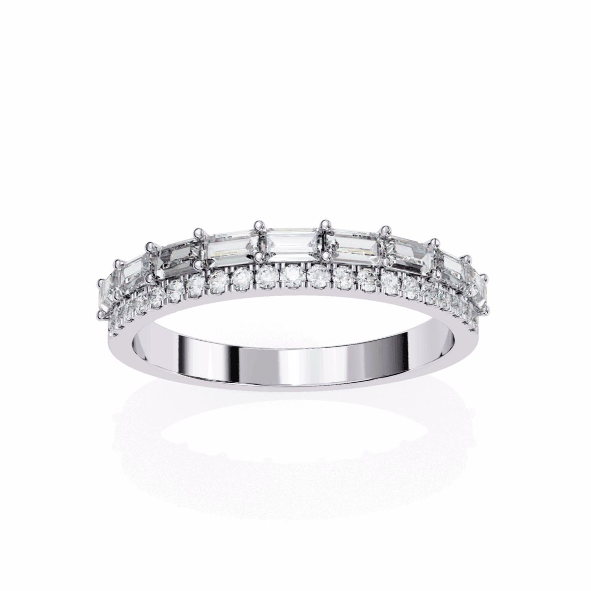 0.75 Carat Baguette and Round Cut Eternity Diamond Ring  Image 2