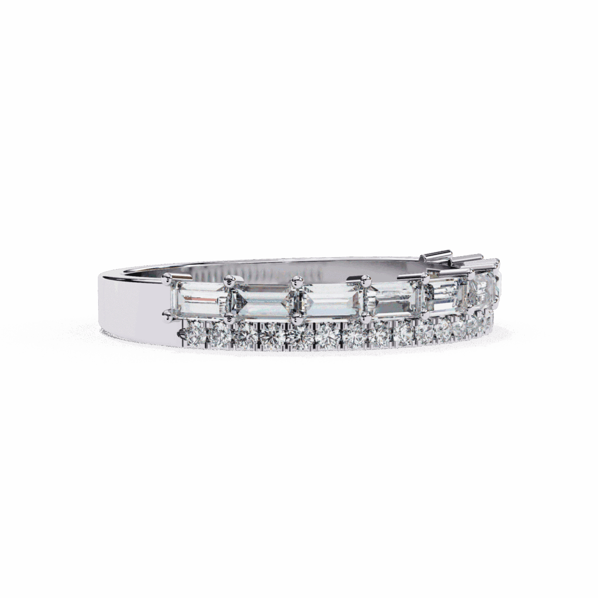 0.75 Carat Baguette and Round Cut Eternity Diamond Ring  Image 3