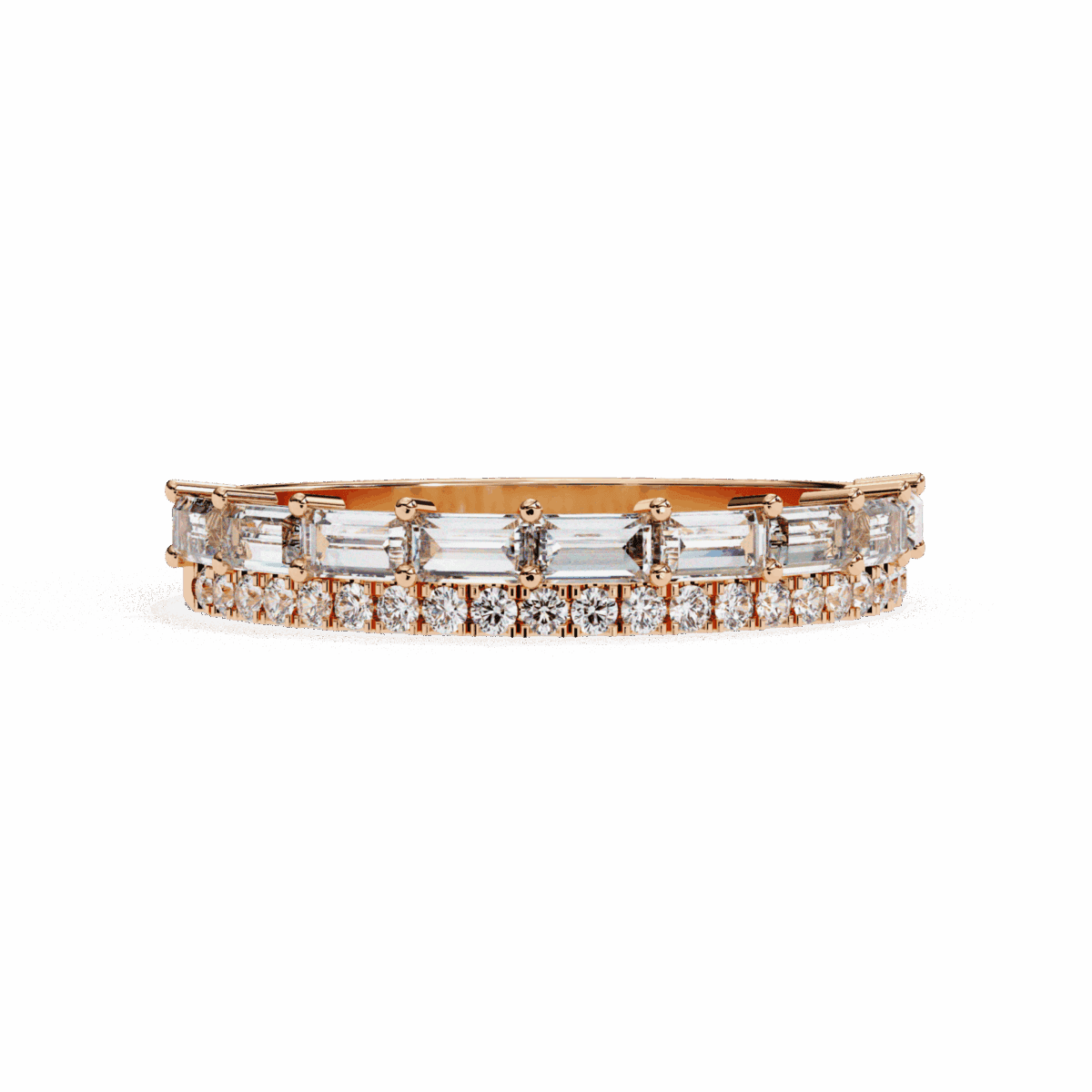 0.75 Carat Baguette and Round Cut Eternity Diamond Ring  Image 16