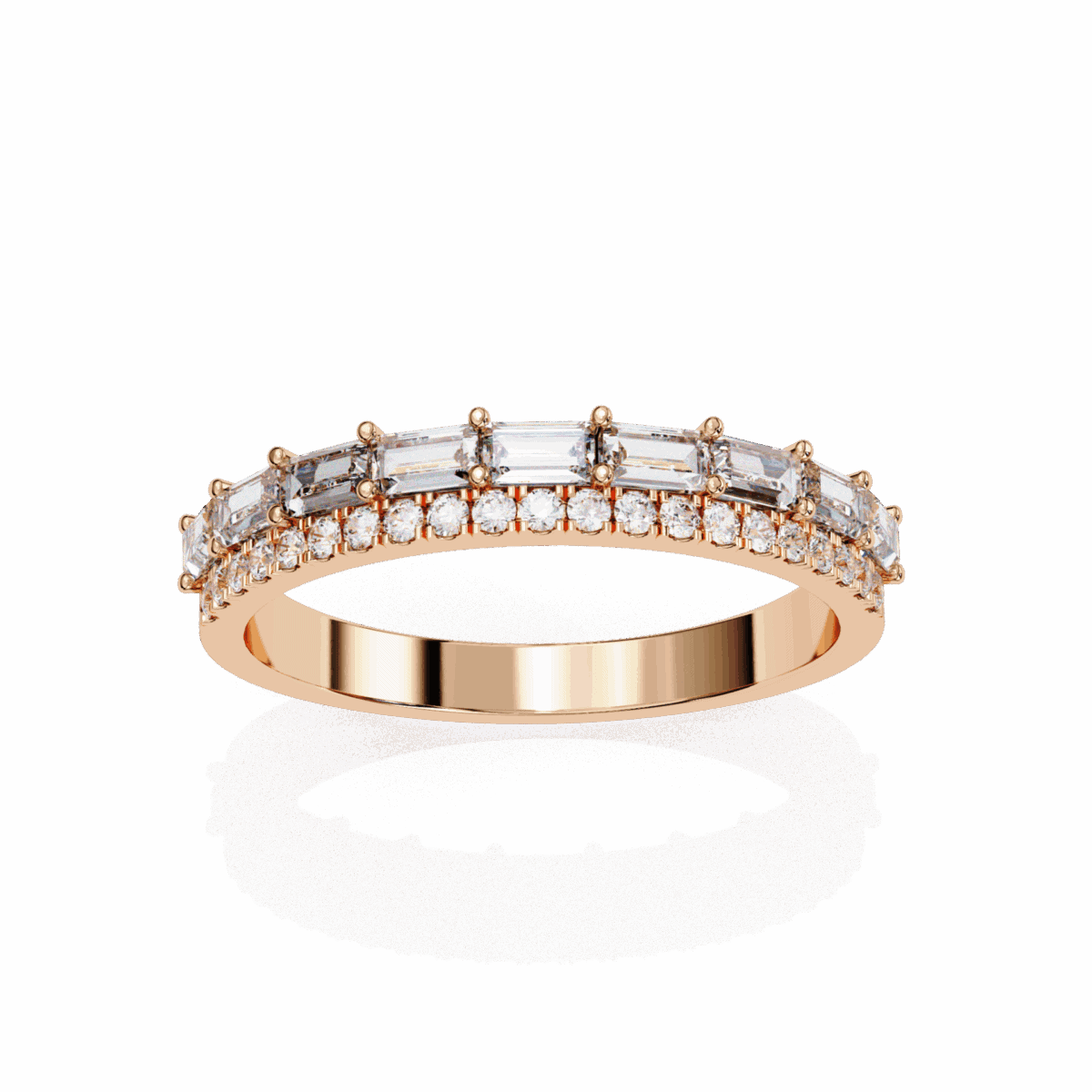 0.75 Carat Baguette and Round Cut Eternity Diamond Ring  Image 17