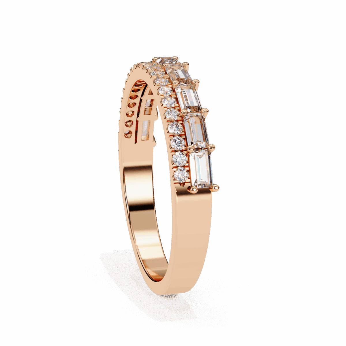 0.75 Carat Baguette and Round Cut Eternity Diamond Ring  Image 19