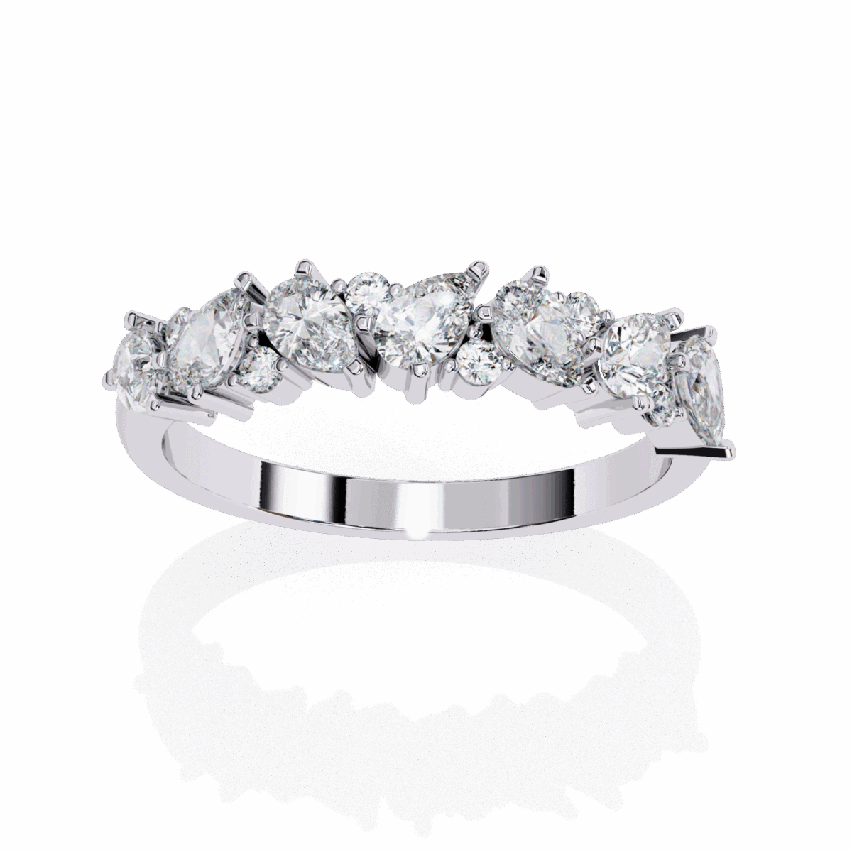 0.75 Carat Pear and Round Cut Royale Diamond Band  Image 2
