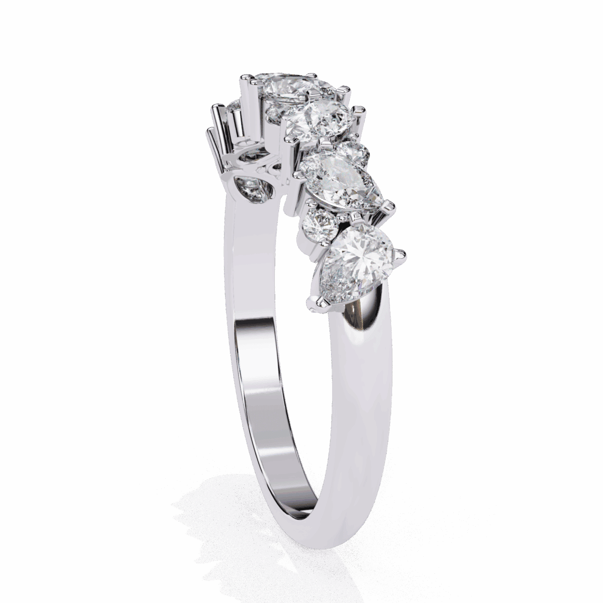 0.75 Carat Pear and Round Cut Royale Diamond Band  Image 4