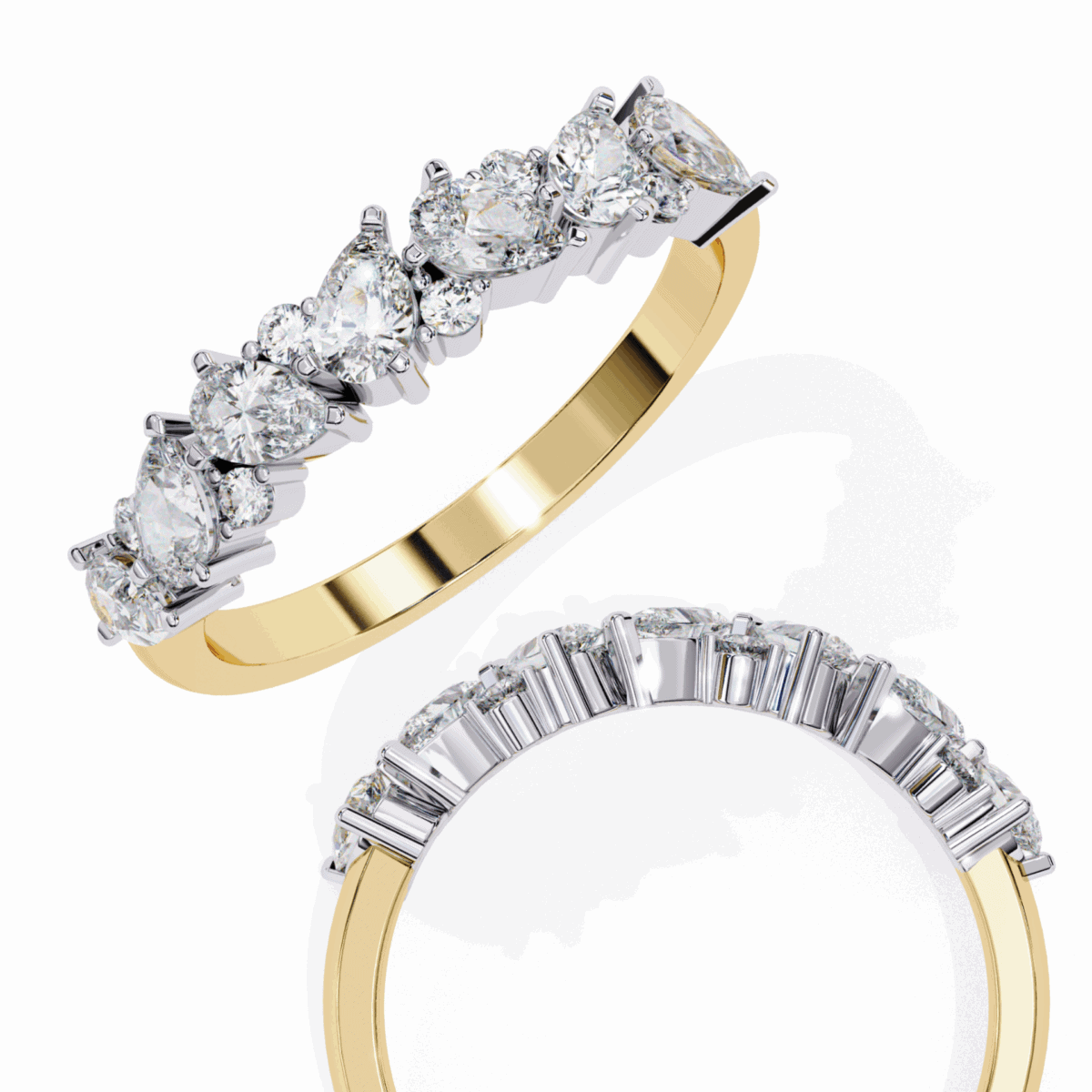 0.75 Carat Pear and Round Cut Royale Diamond Band  Image 8