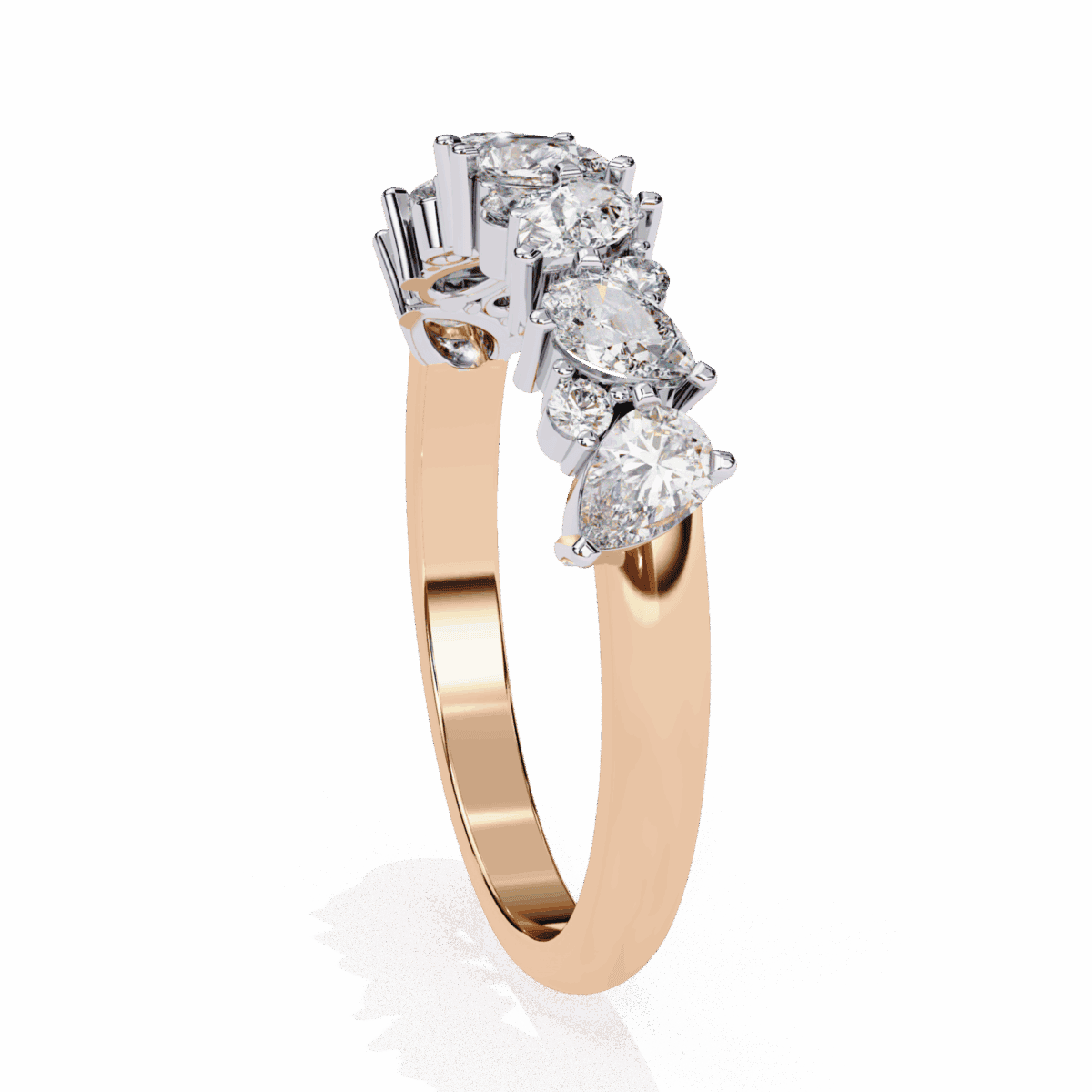 0.75 Carat Pear and Round Cut Royale Diamond Band  Image 17