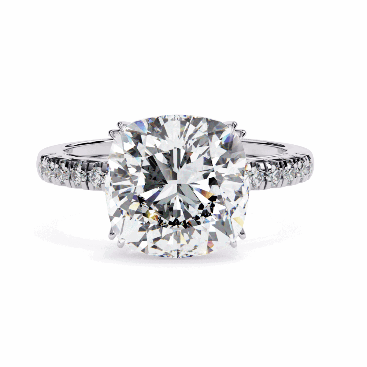 5.5 Carat Cushion Cut Solitaire in Pave Setting  Image 1