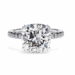 5.5 Carat Cushion Cut Solitaire in Pave Setting