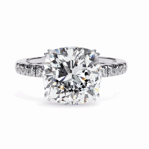 5.5 Carat Cushion Cut Solitaire in Pave Setting